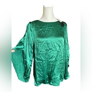 NWT Talbots silk green blouse 10P